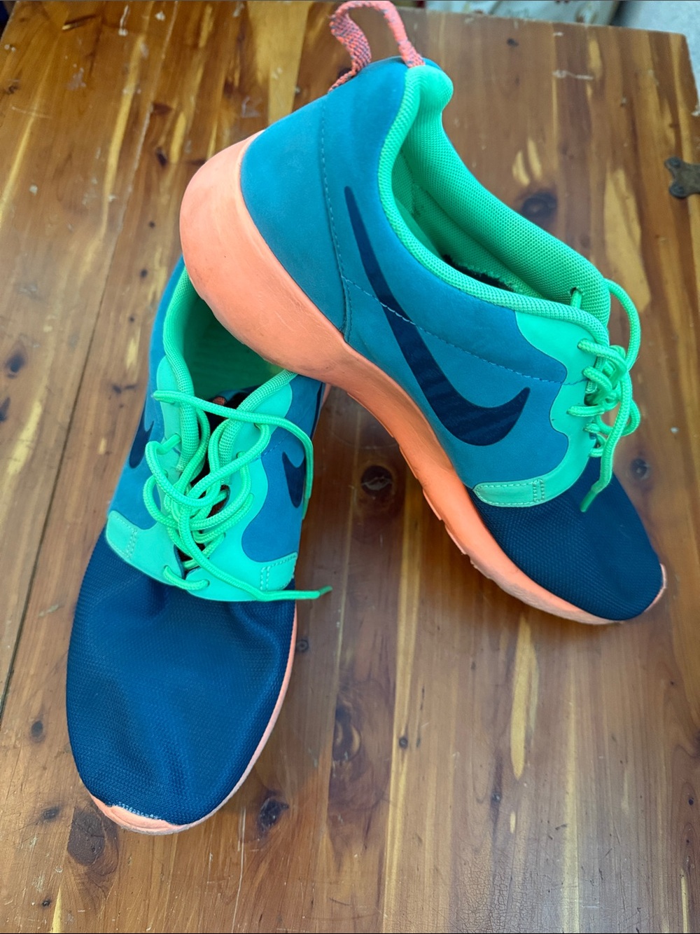 Nike Athletic Sneakers in Teal, Bright Green & Orange